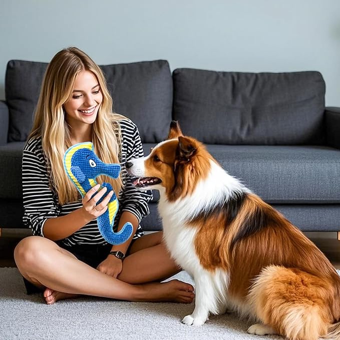 Dog Toy Squeaky Aggressive Durable Dog Toys for Dogs Chew No-Stuffed Dog Toy Interactive Hours of Fun Keep pups Busy -Green Shark,Bubble-Pressed Ultra-Soft Fabric-PurrikoPets