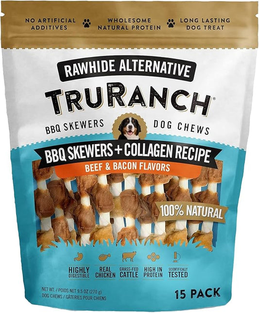 5" BBQ Collagen Skewers - Collagen Dog Chews - Long Lasting Healthy Joint Support Dog Treat - Rawhide Alternative - Skin & Coat Health, 1 Bag, 15 Count-PurrikoPets