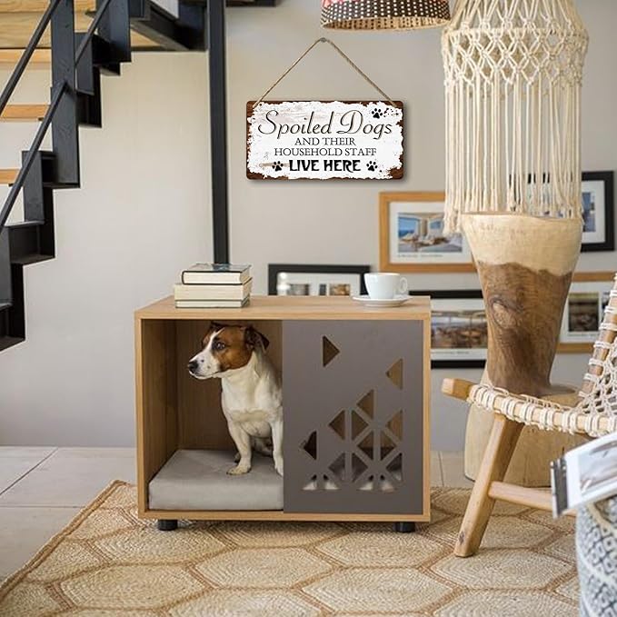 Dog Signs For Home Decor Gifts For Dogs Owners Dog Bedroom Decor Wood Dog Family Decoration Dog Room All You Need Is Love And A Dog Sign Spoiled Dogs And Their Household Staff Live Here Signs 12x6 In-PurrikoPets