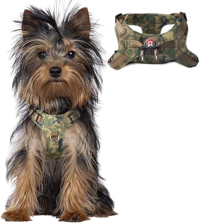 Dog Harness Step in Dog Vest Harness, Reflective Adjustable Puppy No Pull Harness Breathable Soft for Small and Medium Dogs Cats, Camo, XXS-PurrikoPets