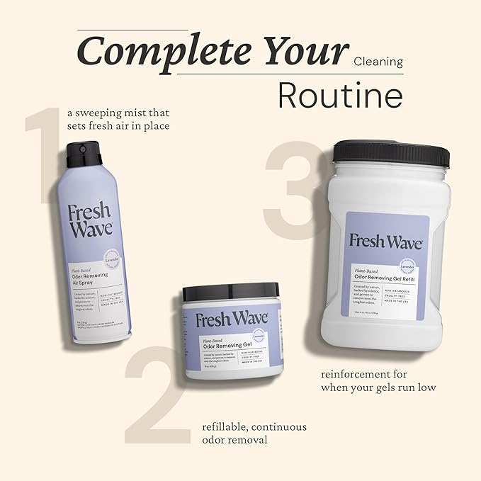 Fresh Wave Lavender Odor Removing Gel Refill, 63 oz. - Safer Odor Absorbers for Home, Natural Plant-Based Odor Eliminator, Every 15 oz. lasts 30-60 Days, For Cooking, Trash & Pets-PurrikoPets