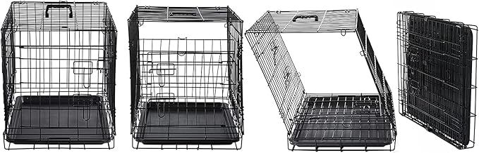 DONORO Dog Crates for Lareg Size Dogs Indoor Double Door Dog Kennels & Houses for Puppy and Cats, Collapsible Metal Contour Dog Cages (Brown, 42.0" L x 28.0" W x 31.0" H)-PurrikoPets