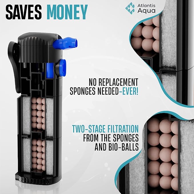 20 Gallon Fish Tank Filter up to 55 Gallons | Quiet Fish Tank Filter | Crystal Clear Water | Turtle Tank Filter | Submersible Aquarium Filter, Filter for Fish Tank, 50 Gallon Fish Tank Filter-PurrikoPets