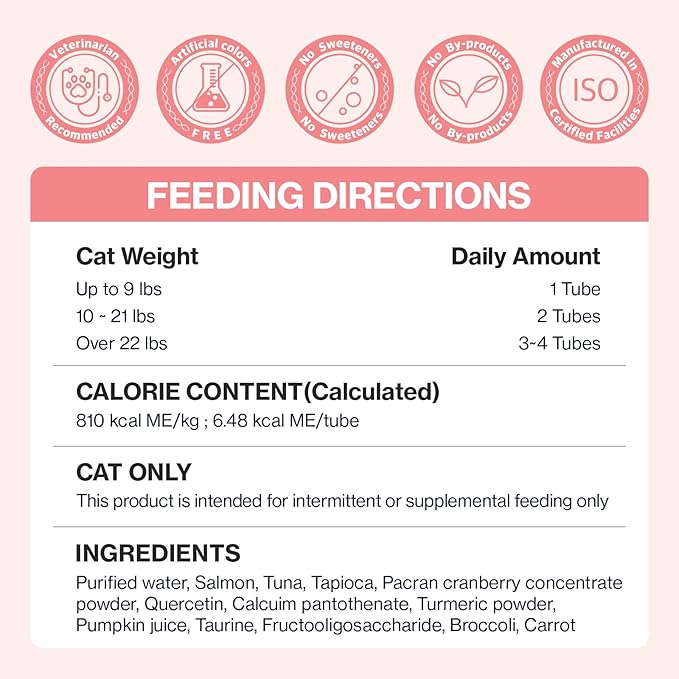 Dr.by UT Care Cat UTI Kidney Support Urinary Supplement Cranberry Treatment for Cats Renal Health with Pacran, Quercetin, Taurine lickable Formula Individually Packaged (1 Pack)-PurrikoPets