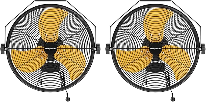 2PCS 2600 CFM 14 inch Outdoor High Velocity Wall Mounted Fan, 3-Speed Metal Fans with IP44 Enclosure Motor, Industrial Grade Weatherproof Wall Fan for Patio, Greenhouse, Garage, and Gazebo-PurrikoPets