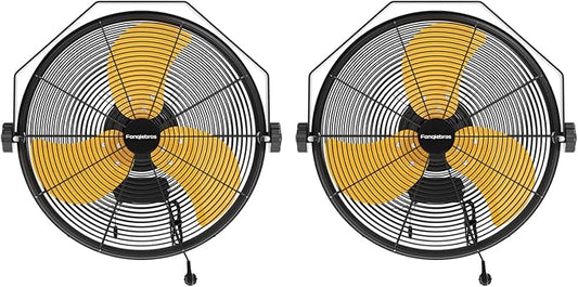 2PCS 4580 CFM 18 inch High Velocity Wall Mounted Fan, 3-Speed Metal Fan with Sealed Motor, 360 Degree Tliting Heavy Duty Wall Fan for Patio, Barn, Garage, and Gazebo - UL listed-PurrikoPets