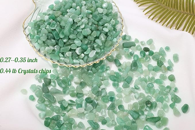 1lb Green Aventurine Aquarium Gravel Rocks Natural Tumbled Healing Crystal Chips Bulk Gemstones Crushed Stones for Fountain Vase Filler Planters Decorative Fish Tank Potted Reiki Energy Balancing-PurrikoPets