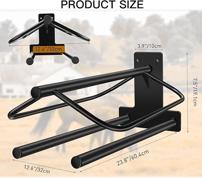 4 Sets Wall Mounted Saddle Rack With Double Pad Bar - Heavy Duty Stand for English and Western Saddles - 23.8x12.6x7.5 Inches-PurrikoPets