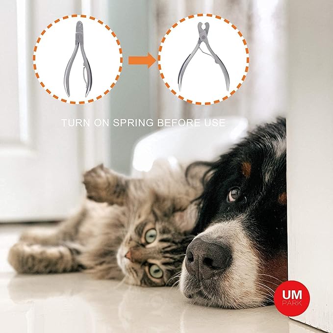 Dog Nail Clipper | Pet Cat Claw Trimmer -Sharp Angled Stainless Steel Blade for Quick Safety -Sturdy Non-Slip Handle -Nail File & Set Box -Professional Tools for Large & Small Pet-PurrikoPets