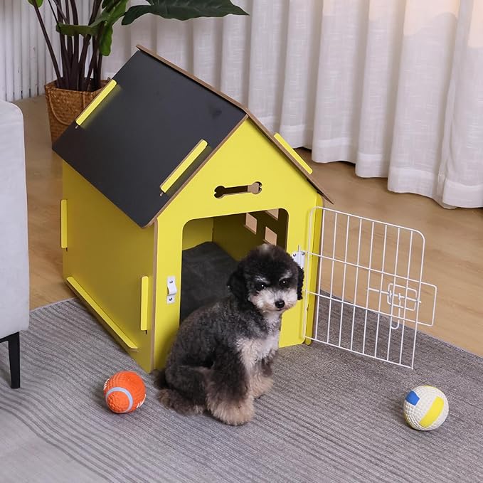 Dog House Indoor for Small Dogs or Cats, Cozy Wooden Design, Small Indoor Bed House, with Air Vents and Elevated Floor Warm Dog Cave-PurrikoPets