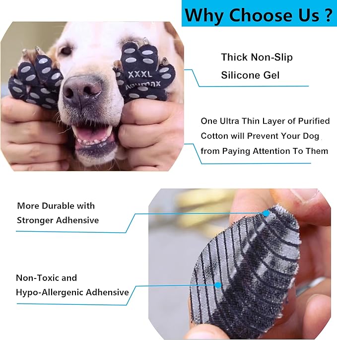 Dog Paw Protector Anti-Slip Pads,Toe Grips for Senior Dogs,Paw Grips Traction Pads for Slippery Hardwood Floors,Essentials for Senior Dogs,12 Sets (48 pcs) XL Black-PurrikoPets