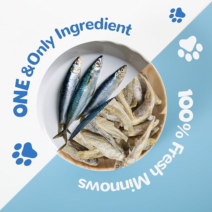 Freeze Dried Minnows Cat Treats – 100% Natural, Single-Ingredient Pet Snacks – Rich in Omega-3, Grain-Free – Healthy Training Rewards & Meal Toppers for Dogs & Cats, 2.8 oz-PurrikoPets