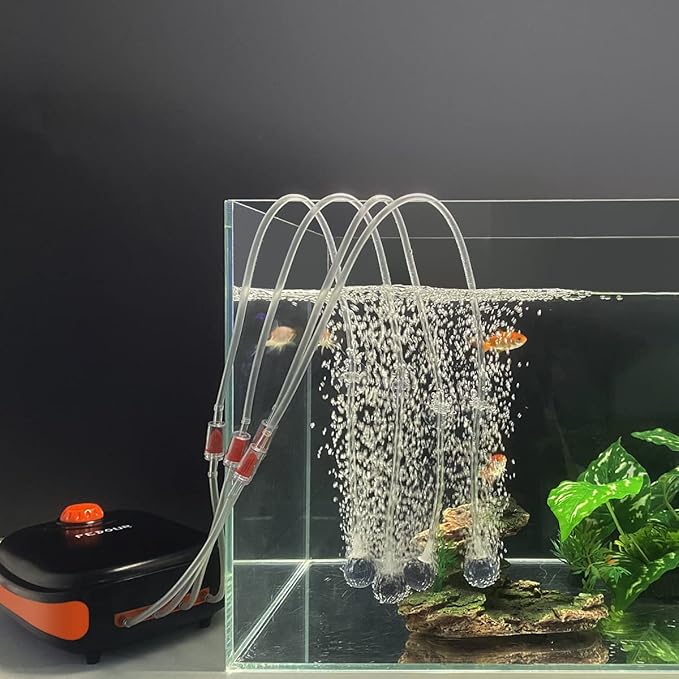 FEDOUR 4W/5W/8W Aquarium Corded Electric Air Pump, 96GPH/160GPH/256GPH Dual Outlets 4 Outlets Oxygen Pump, Ultra Quiet Aquarium Bubbler for up to 300 Gallon Fish and Turtle Tank-PurrikoPets