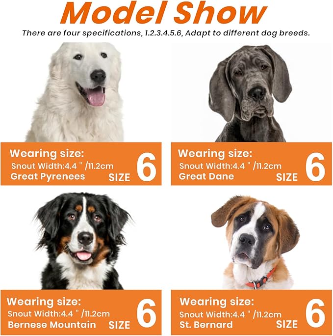 Dog Muzzle, Basket Muzzle Anti Biting Chewing, Sturdy Lightweight Muzzle Allows Panting Drinking, Cage Muzzle for Small Medium Large Dogs, Suitable for Grooming Trimming Training (Size 6)-PurrikoPets