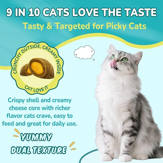 4-IN-1 Flea and Tick Prevention for Cats, 500 Crunchy & Creamy Chews, Cat Flea Treatment, Natural Oral Flea Treatment for Cats, Daily Support for Flea, Immune, Skin & Coat, Gut, Chicken Flavor-PurrikoPets