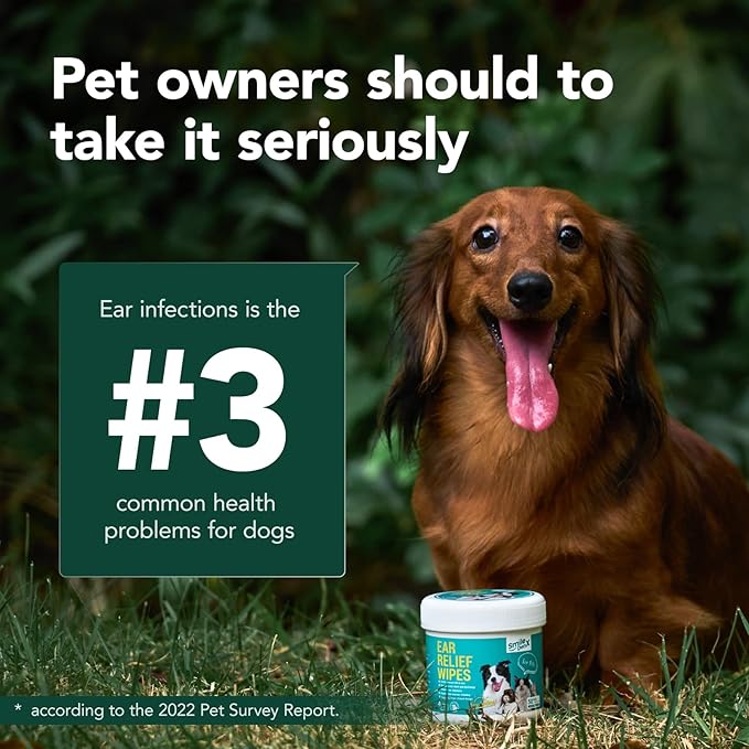 Dog Ear Cleaner Wipes, Dog Ear Infection Treatment, Dog Ear Cleaner, Fast Relief from Ear Itching and Inflammation, Cat Ear Wipes, Gently Remove Ear Wax Debris and Smelly (50 Pcs, Unscented)-PurrikoPets