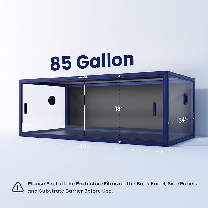 85 Gallon Snake Enclosure, Front Opening Reptile Tank for Easy Maintenance, Reptile Terrarium with Top Screen Ventilation 48''x24''x18''-PurrikoPets