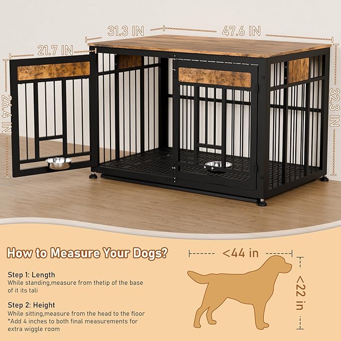 48 Inch Heavy Duty Dog Crate Furniture for Large Dogs, Decorative Pet House End Table, Extra Large Wooden Cage Kennel Furniture Indoor-PurrikoPets