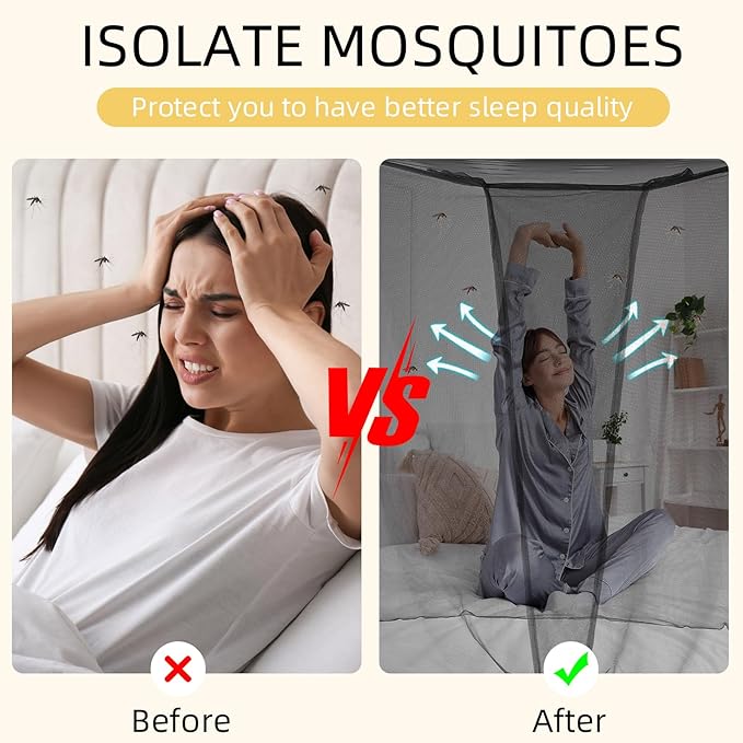 4 Corners Mosquito Net for Mosquiteros para Camas Bed Canopies Netting Bed Drapes Rectangular Mosquito Mesh for Camping Home Outdoor Travel(Black,L79 X W47 X H59 Inch,Opening)-PurrikoPets