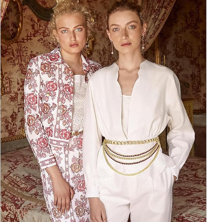 Suyi Multilayer Chain Belt Rhinestone Metal Chain Belts for Women Punk Gold Waist Chain