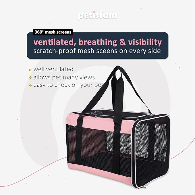 Easy Top Load Large Cat Carrier for Large and Medium Cats, Small Dogs. Easy to get cat in, Carry, Storage, Clean and Escape Proof, Pink-PurrikoPets