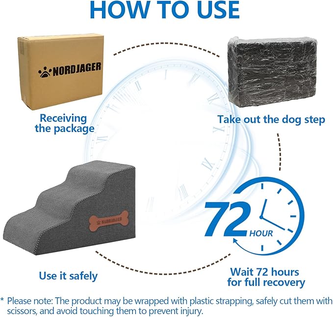 Dog Stairs 3-Step for Small Dogs and Cats to Get on Bed and Furniture/Windows, Pets Can Climb, Sit, or Perch to Look Out Windows, Extra Wide Dog Steps, Non-Slip Waterproof Fabric Cover, Grey（15.7" H）-PurrikoPets