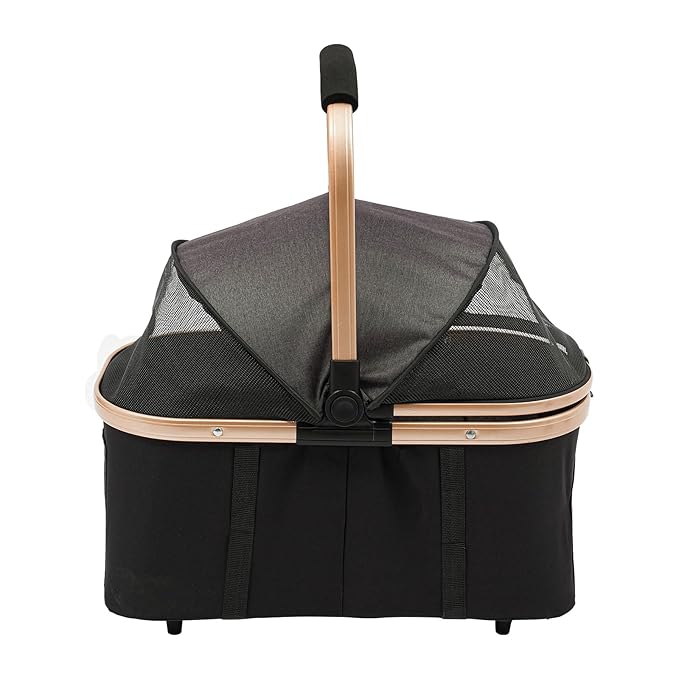 2-Layers Pet Stroller for 2 Cats/Dogs,Foldable Lightweight 77lbs Capacity Carrier, 4 Wheels, Removable Basket & Storage Pocket,for Small Pets (Black)-PurrikoPets