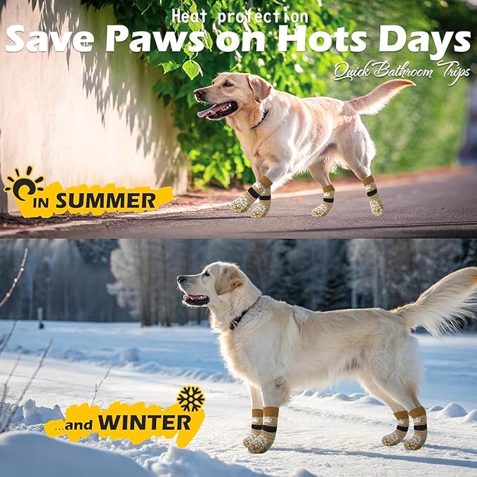 EXPAWLORER Anti Slip Dog Socks to Prevent Licking Paws, Dog Shoes for Hot Pavement, Dog Booties for Small Medium Large Senior Dogs, Traction Control Boots & Paw Protectors for Hardwood Floors-PurrikoPets