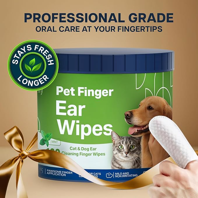 Dog Ear Wipes - 100 Value Pack - Mint Ear Wipes for Dogs, Vet Formulated Pet Ear Wipes for Dogs & Cats – Effective Dog Ear Cleaner for Itch Relief, Wax & Odor-PurrikoPets
