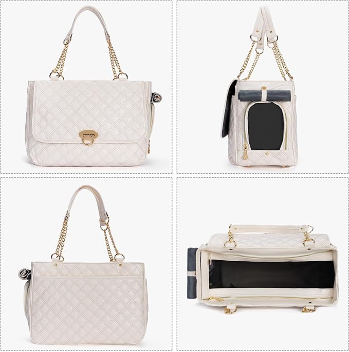 Fashion Pet Carrier Dogs Cat Small Animals Purse Bag, Leather Pet Carriers Dog Puppy Kitten Tote Travel Handbag TSA Airline-Approved-PurrikoPets