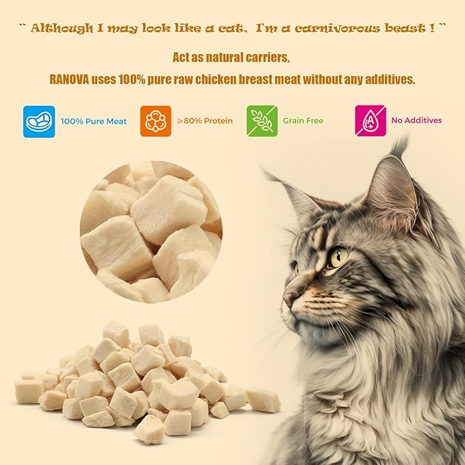 Freeze Dried Cat Treats - 100% Chicken Breast Grain Free Raw - Natural Balance Limited Ingredient High Protein Cat Snacks 140g/4.94oz - Picky Eater Challenger-PurrikoPets