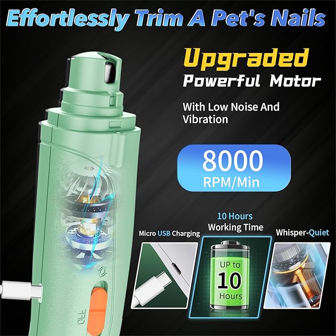 2 in 1 Dog Nail Clippers and Grinder with Lights & Cat Nail Clipper for Large Medium Small Dogs Cats Nail Trimmers USB Rechargeable with 2 LED Lights Dog Claw Care for Non-Black Nails-PurrikoPets