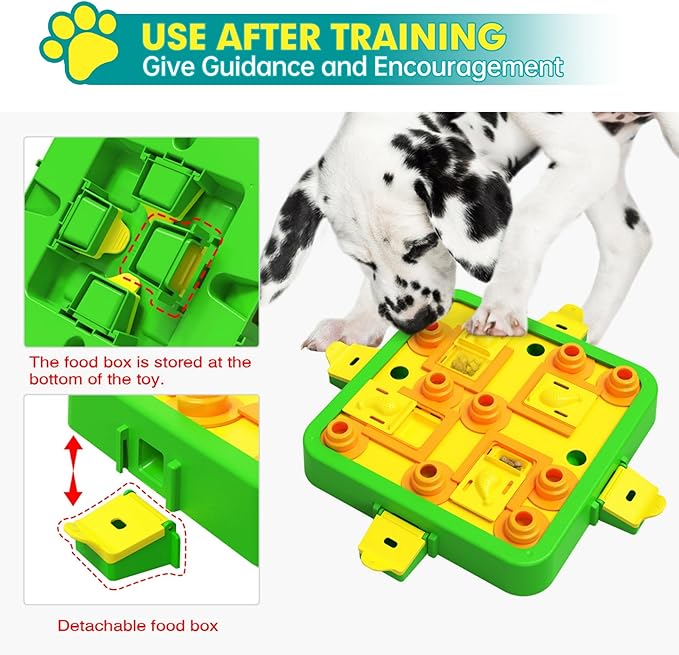 Dog Puzzle Toy Mental Stimulation - Level 3 in 1 Dogs Food Feeder Puzzle, Dog Treat Puzzle Feeder (Advanced-Green Board)-PurrikoPets