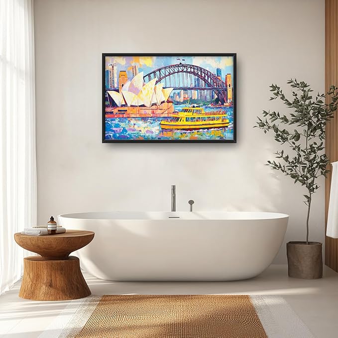 Extra Large Sydney Opera House Framed Wall Art for Living Room,Oversized Abstract Harbour Bridge Cityscape Pictures Wall Decor,Canvas Print Painting Modern Artwork Bedroom Office Bathroom 36L" x 24W"-PurrikoPets