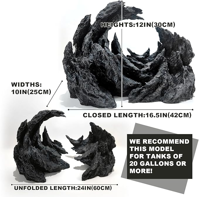 Fish Tank Decor Rocks.Aquarium Decoration Model.Easy and Quick Solution for Aquascaping.(Perched Canyon-24inch)-PurrikoPets