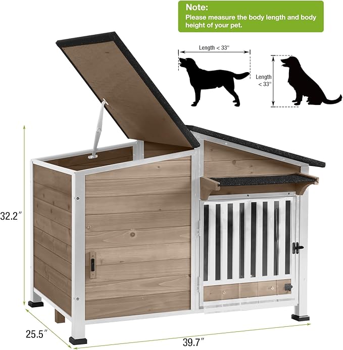 Dog House Outdoor with Bowls Weatherproof Dog Kennel with Anti-Chewing Iron Frame Dog Shelter for Small Medium Dogs(Light Brown)-PurrikoPets