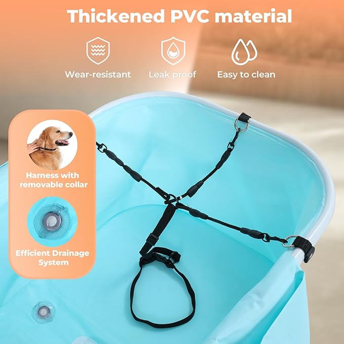 Elevated Portable Dog Bathtub, 5 Height Adjustable Dog Washing Station for Pet Shower and Grooming Foldable Bathing Tub with Storage & Anti-Slip Design for Small Large Dogs Cats-PurrikoPets