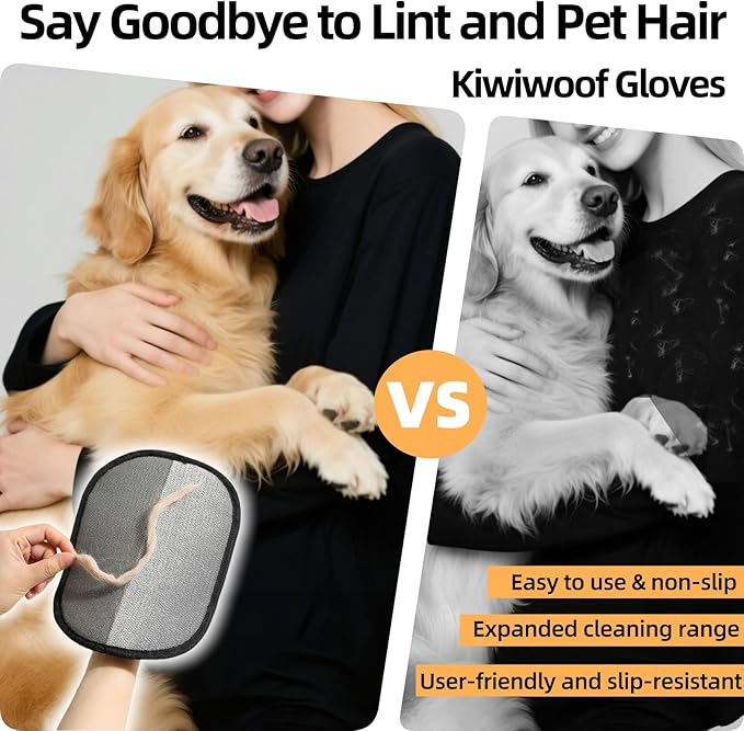 Electrostatic Pet Hair Removal Gloves for Cats&Dogs,2025 New Upgraded Reusable Quick De-Shedding Grooming Gloves,Animal Fur Remover Tool for Couch,Carpet,Furniture,Car Seat,Clothing,Curtain 1PcsYellow-PurrikoPets