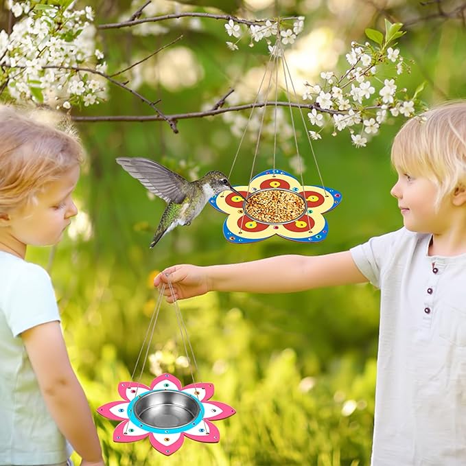 Fennoral 4 Pack Bird Feeder Kits for Kids Make Your Own Bird Feeders Wooden Arts and Crafts for Kids Ornaments DIY to Paint Bird Feeders Craft for Spring Winter Garden Outdoor Activities Project-PurrikoPets