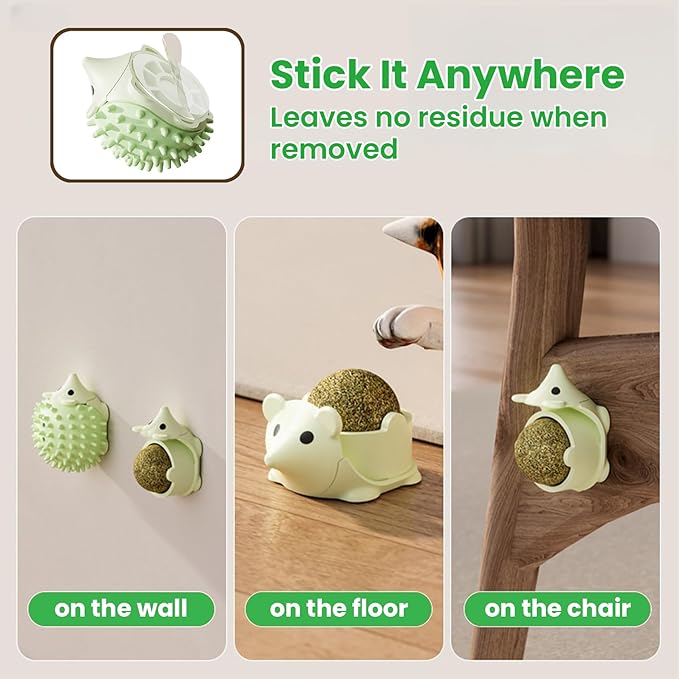 6 Pcs Catnip Ball Toys with Rubbing Shell, Lickable Roller Catnip Toys for Cats Chew, Edible and Refillable Kitten Toys, Teeth Cleaning Dental Indoor Cat Treats Toys, 3 Shells 6 Balls-PurrikoPets