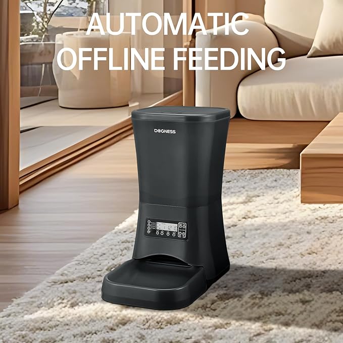 DOGNESS 9L Dog Feeders for Large Dogs, Automatic Dog Feeder with Timer Extra Large, Programmable Auto Pet Food Dispenser Feeder, Portion Control, Voice Recording, Battery and Plug-in Power (Black)-PurrikoPets