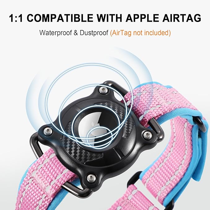 Airtag Dog Collar with Martingale Design, IP68 Waterproof Air Tag Collar Holder, Adjustable Reflective Soft Padded Nylon Dog Collar for Large Medium Small Dogs-PurrikoPets