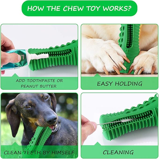 Dog Toys for Aggressive Chewers Large Medium Breed, Indestructible Dog Toothbrush Chew Toys, Squeaky Interactive Tough Extremely Durable, Dogs Toys to Keep Them Busy-PurrikoPets