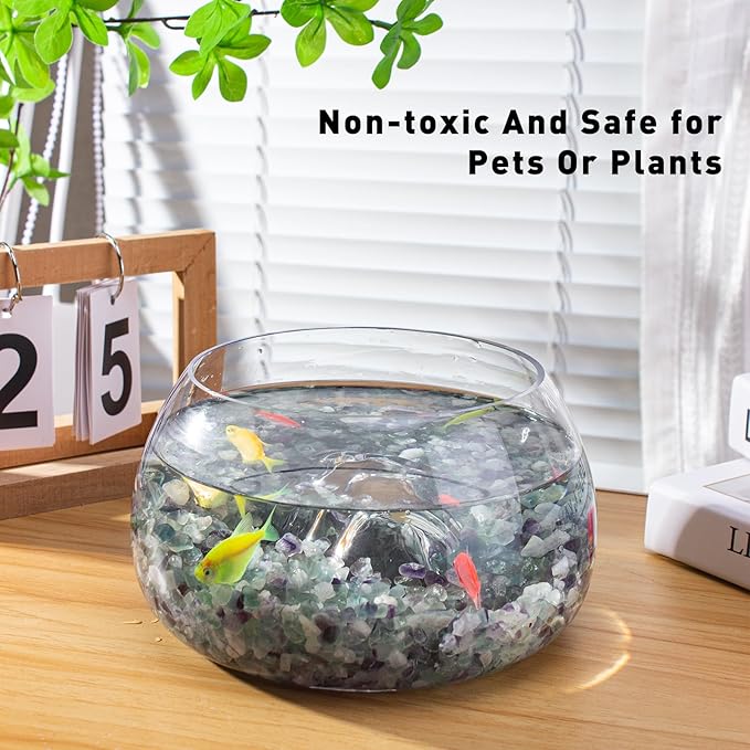 3 Lb Fluorite Crystal Chips Aquarium Fish Tank Gravel, Tumbled Crushed Stone Crystal Chips Bulk Irregular Shaped Decorative Vase Fillers Aquarium Gravel Rocks-PurrikoPets