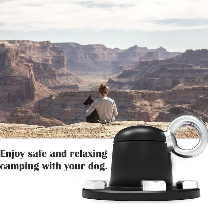 Dog Tie Out Stake Anchor, 360° Swivel Dog Tie Out Cable Runner for Yard Camping (Black)-PurrikoPets