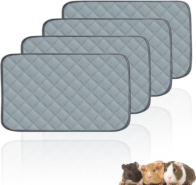4 Pack Guinea Pig Cage Liners for C&C 2x1 Habitat Washable Guinea Pig Bedding Super Absorbent | Waterproof | Non Slip| Reusable Guinea Pig Pee Pads for Small Animals Cages-28 x 14 Inch-PurrikoPets