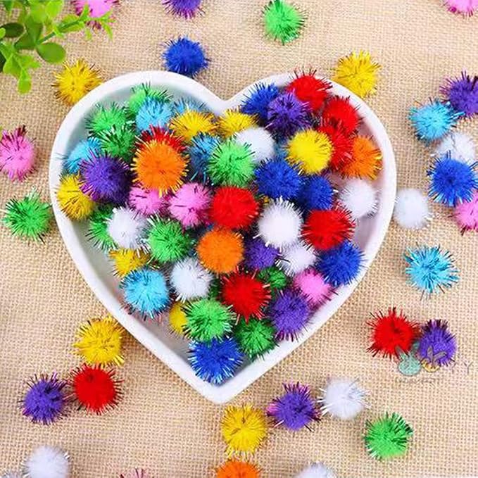 30Pcs 1.2inch/3cm Sparkle Balls for Cats - Interactive Toy Pom Pom Fuzzy Tinsel Cat Balls for Indoor Play (Mixed Colour)-PurrikoPets