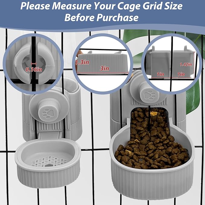Fhiny Rabbit Food & Water Dispenser, Large Capacity Gravity Guinea Pig Feeder and Waterer Set Hanging Automatic Bunny Feeder for Cage for Bunny Guinea Pig Chinchilla Ferret Cat Puppy-PurrikoPets