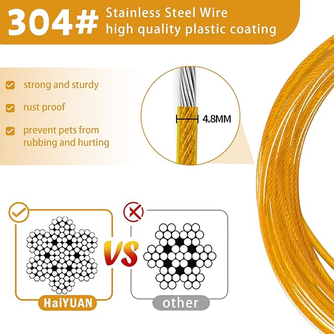 Dog Tie Out Cable - 10/15/20/25/30FT Heavy Duty for Large Dogs Up to 250LBS - Rosy Pink/Blue/Purple/Silver/Red/Green/Yellow-PurrikoPets