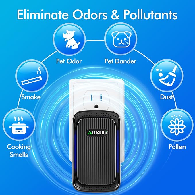 Air Ionizers (4 Pack）- Plug In Negative Ion Air Purifiers - Quiet Air Freshener for Home, Bedroom, Office, Basement - Portable Air Purifier Odor, Smoke, Dust, Pet Smell - Mini Air Cleaner Black-PurrikoPets